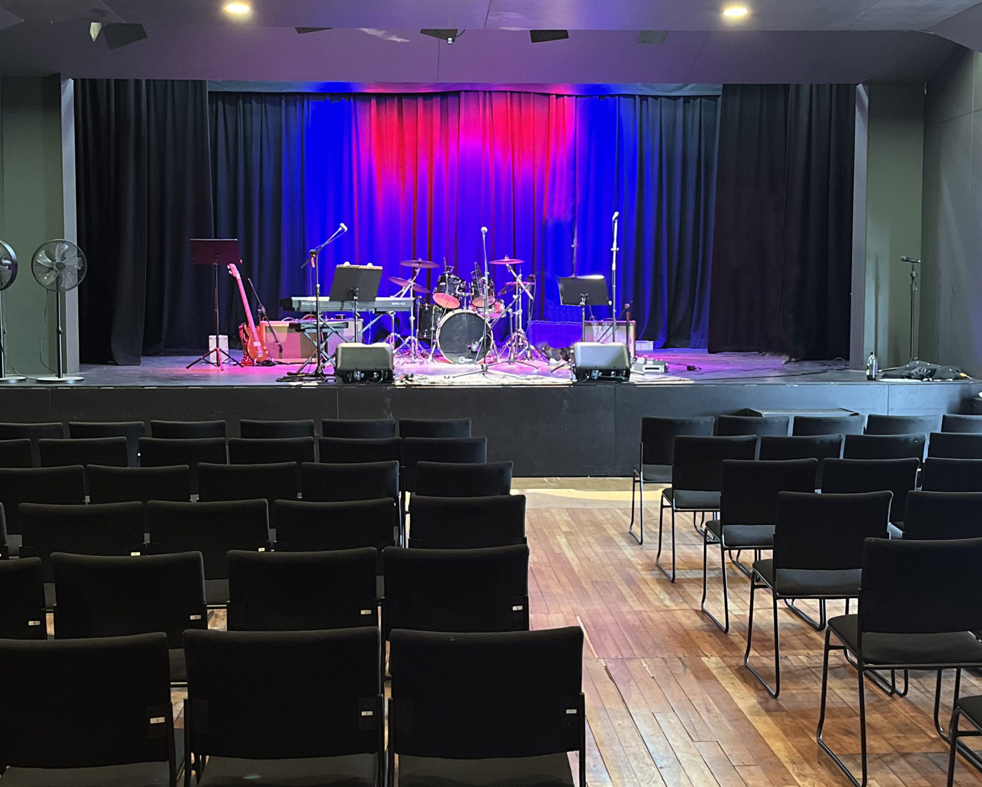 The lit concert stage before the End-of-Year Concert